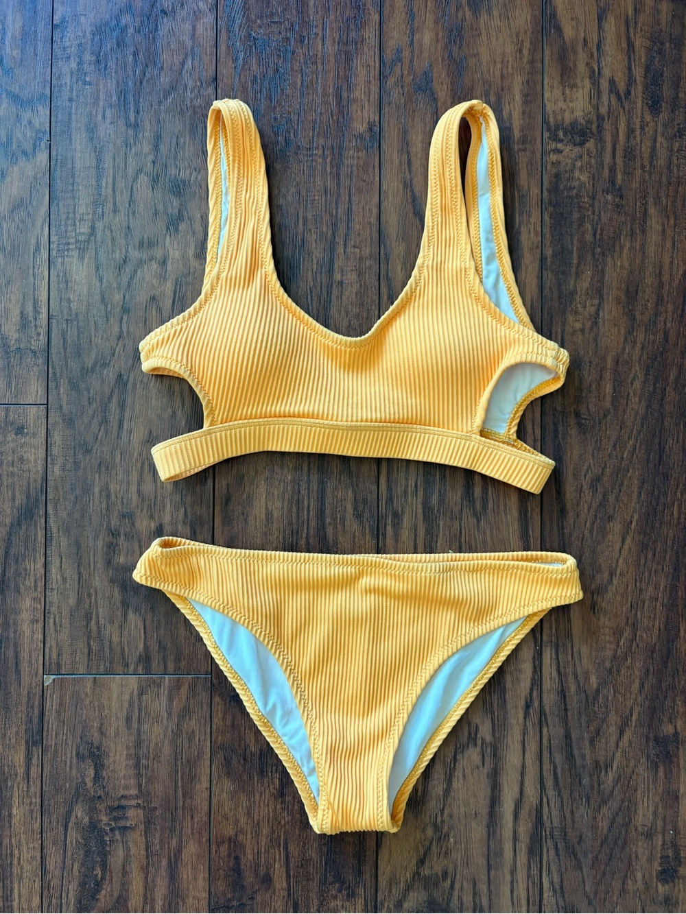 Yellow/orange Ribbed Bikini Set
